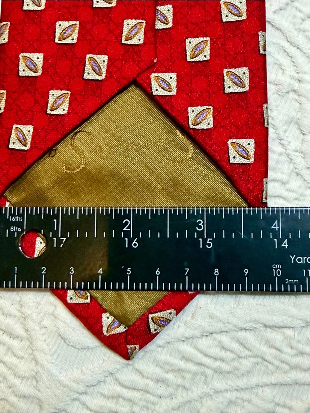 Robert Talbott Studio Silk Necktie Red Geometric Orbital Abstract USA 59 x 4